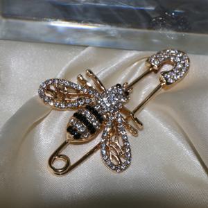 TEMU 럭셔리 풀 골드 컬러 여성용 벌 브로치, 반짝이는 홀로우 벌 핀, 코트 스카프 고급 주얼리