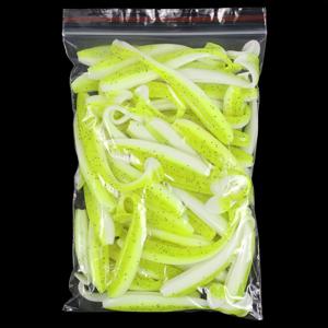 TEMU 50팩 OPP 봉투형 루어 소프트 베이트, 고효율 이중색상 T-테일 7cm 소프트 피쉬 인공 미끼