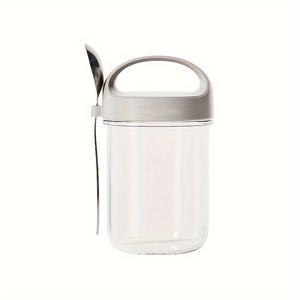 TEMU 요거트 컵 유리 넓은 입구 밀폐 용기 야간 오츠 컵 스무디 컵 곡물 스푼 포함 시리얼 아침 컵