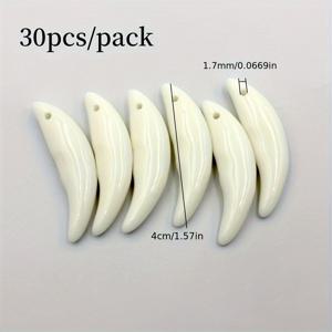 TEMU 30개/100개/팩 아크릴 모조 뿔 펜던트 레진 늑대 이빨 펜던트 비즈 펜던트 주얼리 제작 도매