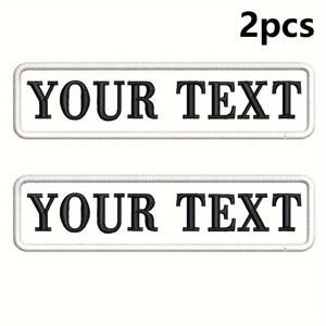 TEMU 2개 맞춤형 자수 이름 패치 - 의류, 가방 및 액세서리용 개인화 텍스트 아이언온 아플리케 - 흰색 바탕에 검정색 - 쉬운 적용과 내구성 디자인, 옷 커스터마이징 | 고품질 제작