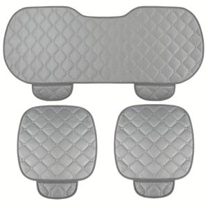 TEMU 단색 플러시 자동차 시트 쿠션 3개 세트, 심플하고 우아하며 편안하고 휴대가 간편하며 설치 및 탈착이 쉬운 사계절용