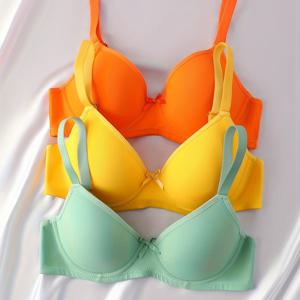 TEMU 세미디자인으로 매일 착용하기 좋은 여성용 브라 3종 세트! 보이지 않는 라인 없이 리프팅과 지지력을 제공하는 쉬운, 편안한, 통기성 좋은 무지, 매끄러운 단색 디자인에 리본 장식