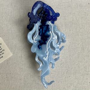 TEMU 돌고래, 고래, 해파리 디자인의 신상 오션 시리즈 아세테이트 헤어 클립. 머리 뒤쪽을 위한 대형 헤어 장식, 상어, 펭귄, 거북이 디자인의 조개 테마 클립 포함