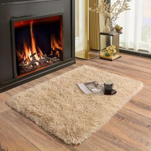 TEMU 플러시 벨벳 침대 옆 러그 1개, 단색 긴털 러너 홈 데코 카펫 바닥 매트, 침실, 거실, 휴식 공간, 커피 테이블용 홈 데코 에리어 러그