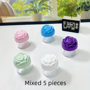 TEMU 꽃무늬 뚜껑이 있는 5개 세트 휴대용 여행용 병, 누수 방지 플라스틱 화장품 용기, 리필 가능한 미니 크림 병, 페이스 크림 및 로션 디스펜서, 다목적 여행 액세서리