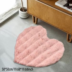 TEMU 하트 모양 버블 플러시 핑크 푹신한 카펫, 발렌타인데이 I Love You 장식. 부드럽고 가벼운 데코 러그, 침실, 거실, 의자 쿠션, 소파 패드에 적합, 세탁기 사용 가능 러그
