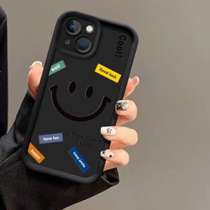 TEMU 갤럭시 S24 울트라/S24 플러스/S24/S23 울트라/S23 FE/A55/A54/A53/A52/A52S/A51/A50/A50S/A35/A34/A33/A32/A24/A23/A22/A21S/A20/A20S/A15/A14/A13/A12/A10S/A05S/A05/A03S/A03용 블랙 탈 대나무 기쁨 얼굴 라벨 패턴 폰 케이스