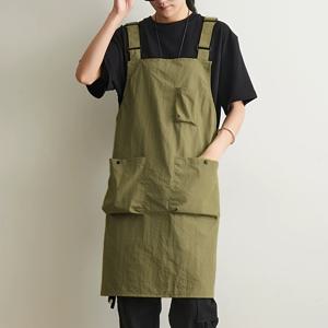 TEMU 일본 스타일 조절 가능한 앞치마, 다용도 포켓 포함, 정원 가꾸기, 페인팅, 식사, 바베큐, 커피, 야외 활동, 이발사 작업복으로 사용 가능, 뒷면 타이 속건