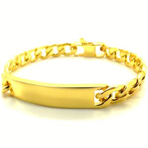 TEMU 1 18K 골드 도금 남성용 팔찌, 18K 골드 도금, 9mm 폭 광택 처리 ID 커브 플레이트, 8인치 길이 쿠바 링크, 고품질 304L 스테인리스 스틸, 미러 마감, 독특한 버클 디자인, 착용 편리, 패셔너블하고 우아함, 정교한 선물