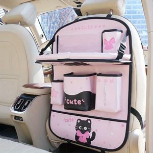 TEMU 카시트 백 킥 매트 - 여성을 위한 최고의 여행 정리 동반자, 접이식 테이블, 티슈 박스, 컵 홀더, , 휴대폰 홀더, 노트북 및 문서 보관 파우치 포함, 고품질 PU 가죽, 이상적인 휴가 선물!