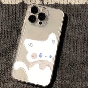 TEMU 휴대폰 케이스 - 커플 만화 흑백 고양이 디자인 투명 폰 케이스, iPhone 16E, 16, 15 Pro, 14 Plus, 11, 12, 13 Pro Max, Mini, XS, XR, 7, 8, SE2 모델 호환