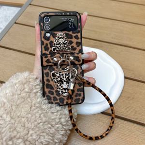 TEMU 폰 케이스: 고급 패션 여성용 입체 헤드 팔찌 포함 접이식 폰 케이스, 삼성 갤럭시 Z 플립 7 6 5 4 3 호환