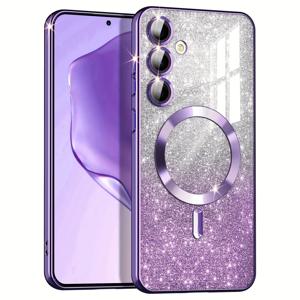 TEMU 폰 케이스: 갤럭시 A55 A35 A15 A56 A36 A16 5G 호환, 투명 마그네틱 글리터 그라데이션 스파클 럭셔리 도금 소프트 TPU 범퍼 풀 렌즈 보호 케이스