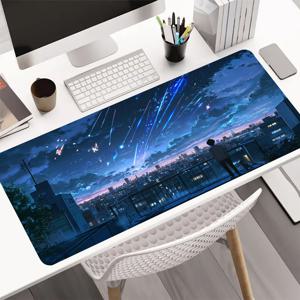 TEMU 꿈의 유성 도시 풍경 마우스 패드 - 확장형 대형 미끄럼 방지 워터프루프 세탁 가능 데스크 매트, 사무실 게임 및 공부용 아티스틱 밤하늘 디자인, 내구성 있는 쉬운 청소 컴퓨터 액세서리 선물, 대형 데스크용 마우스 패드