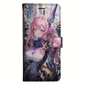 TEMU 아이폰 5, 6, 6S, 7, 8, X, XS, XR, SE2 2020, SE3 2022, 11, 12, 13, 14, 15, 16 Mini, Plus, Pro, MAX 버전과 호환되는 홀더 스탠드가 있는 애니메이션 자석 지갑 케이스.