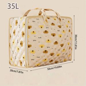 TEMU 1팩 접이식 옷 정리 수납백, 견고한 손잡이 포함, 코알라 프린트 부직포 소재, 옷장용, 기숙사, 침구류, 베개 및 이불 보관 - 다목적 공간 절약 솔루션, 기숙사 필수품 | 재미있는 디자인 | 퀼팅 질감, 의류 보관, 침대 밑 수납