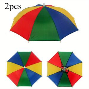 TEMU 2pcs 핸즈프리 우산 모자 - 야외 행사, 농담 선물, 활동, 축제, 하이킹, 정원 및 작업용으로 조절 가능한 색다른 헤어웨어