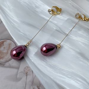 TEMU 고급스러운 물방울 펜던트 태슬 롱 귀걸이 이어클립 파티 웨딩 신부 클립온 착용, 귀 穿孔 불필요, 배터리 없음