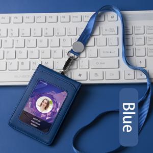 TEMU 2D 인조 가죽 ID 배지 홀더 (목걸이 포함) - 5개 카드 슬롯 비즈니스 ID/배지 홀더 카드 케이스 인조 가죽 사무실 직원, 학생, 비즈니스 패스 카드 홀더