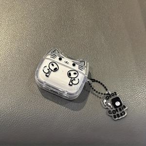 TEMU 에어팟 1/2/3세대, 에어팟 프로, 에어팟 프로2 이어폰 가방/보호 케이스, 에어팟4 보호 케이스 1개 보호 케이스 + 1개 장식품에 적합한 고양이 음악 감상