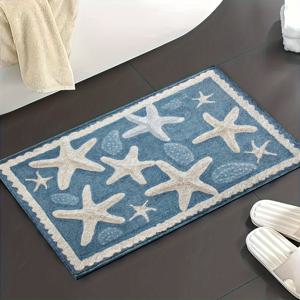 TEMU 1개 바다 스타일 패턴 욕실 매트 - 세련되고 푹신한 플러시 장식, 리얼리스틱 3D 효과, 세탁 가능, 욕실, 문, 주방 등에 이상적인 선택, 완벽한 욕실 매트 선물 선택, 이상적인 홈 데코
