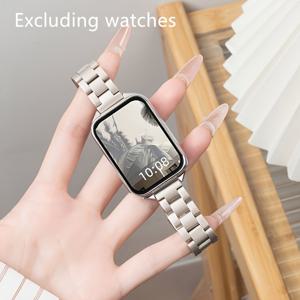 TEMU 다기능 패셔너블 싱글 아이템 스트랩, 데일리 사용에 적합, 니치 통기성 스테인리스 스틸 메탈 트리플 스틸 스트랩 디자인, Xiaomi 9Pro/8Pro 사이즈에 적합, 퀵 릴리스 버클 디자인, 다기능 감성 팔찌