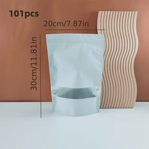 TEMU 101개 식품 보관백, 알루미늄 호일 백, 창문이 있는 흰색 스탠드업 파우치, 강화 지퍼 밀봉 백, 차, 구미베어, 커피 백에 적합
