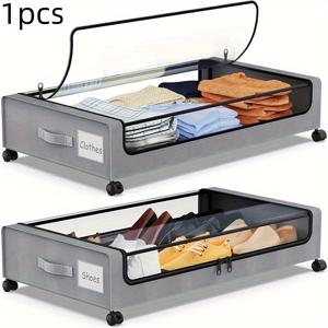 TEMU 바퀴가 달린 대용량 48L 수납 상자. 투명 뚜껑과 금속 서랍이 특징입니다. 이 현대적인 옥스포드 천 용기에는 옷, 신발, 장난감을 정리하는 데 이상적이며, 창문 디자인으로 다용도 롤링 수납 옵션을 제공합니다.