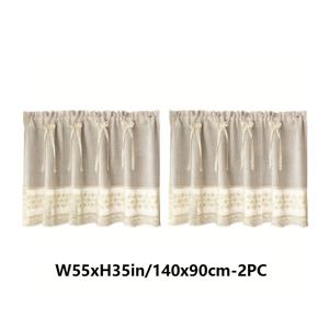 TEMU 레트로 베이지 속이 빈 크로셰 레ース 자수 스플라이싱 단막 반투명 커튼 2개 세트, 상단 로드 포켓, 고품질 걸이형 단열 안감 없음, 세탁 가능, 거실 침실 창문 현관 파티션 드레이프용