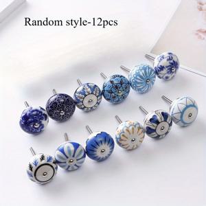 TEMU 2/4/10/12개 독특한 레트로 세라믹 서랍 손잡이 | 원형 유럽 스타일 당김손잡이 | 가정 장식용 캐비닛 도어 손잡이 세트, 옷장/신발장용 가구 하드웨어, 빈티지 장식용 손잡이