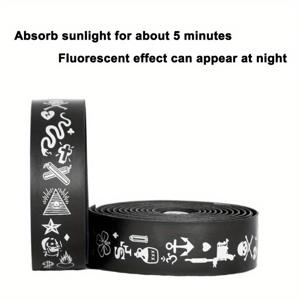 TEMU 2롤/박스 야광 힙합 스타일 해골 패턴 로드 바이크 핸들바 테이프, EVA/PU 소프트 진동 방지 랩 테이프, 내구성 바 테이프 미끄럼 방지