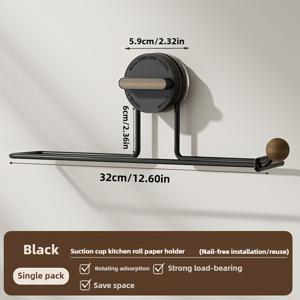 TEMU 회전식 흡입 컵 부착 주방 종이 타월 홀더 1개 - 무타공 벽걸이형 타월 걸이, 타월, 플라스틱 랩, 천 롤에 적합 - 캐비닛, 싱크대, 조리대용 공간 절약형 디자인