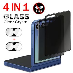 TEMU [4 IN 1] 삼성 갤럭시 Z Flip 7 SE 6 5용 2개 프라이버시 스크린 보호 필름 + 2개 카메라 렌즈 보호 필름, Z Flip7 SE Flip6 Flip5용 스크린 보호 필름, 스크래치 방지, 풀 커버, 간편한 설치, 엠지 방지, 기포 없음