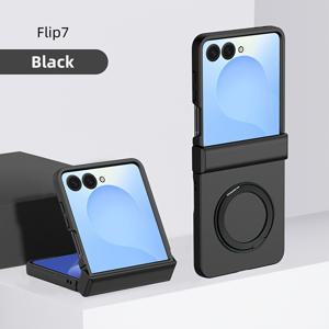 TEMU 휴대폰 케이스 - 360° 회전 스탠드가 있는 새로운 접이식 폰 케이스 - 자석 스프링 힌지, 피부감 마감, 충격 방지 보호 커버, 삼성 Galaxy Z Flip 7 호환