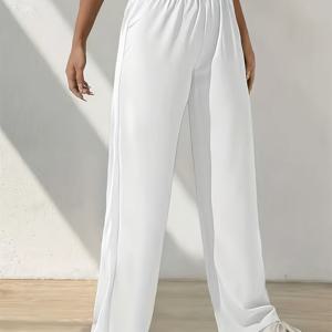 TEMU 여성용 슬림핏 와이드 레그 팬츠, 2025 여름 신상, 소형 및 S사이즈를 위한 가벼운 신상 스타일, 드레이프드 슈트 디자인의 캐주얼 트라우저