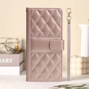 TEMU 휴대폰 케이스 - 카드 슬롯과 마그네틱 플립이 있는 컴팩트 향수 지갑 디자인, PU 합성 인조 가죽 재질, 삼성 갤럭시 S7, S8, S9, S10 등 다양한 모델과 호환, 비즈니스 보호 제공