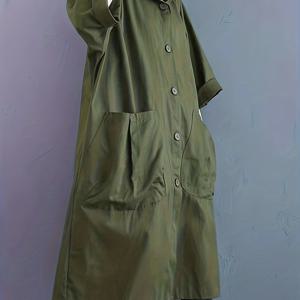 TEMU 플러스 사이즈 - 플러스 사이즈 - 마이즈디안 디렉션 1 2025 가을/겨울 신상 스타일 아티스틱 루즈핏 플러스 사이즈 오버 더 키넥 롱 트렌치 코트 (여성용, 캐주얼 다용도), 대형 포켓 및 후드 포함