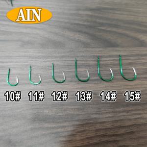 TEMU 50개입 고품질 녹색 탄소강 낚시 바늘, 담수 및 바닷물 낚시용 부드러운 끝 바늘