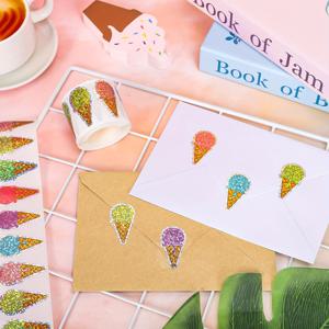 TEMU 500개 자체 접착 콘 스티커 롤 - PVC 광택 불규칙 콘형 실링 라벨, 귀여운 콘 팁, 다이어리, 선물, 병, 장식용