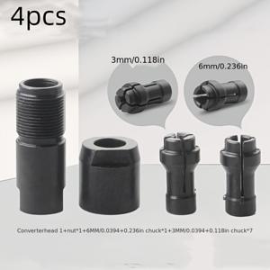 TEMU 완전한 3mm & 6mm 금속 파워 툴 교체 부품 세트 - 헤비듀티 조각기 척 어댑터 너트 키트, 연마 디스크 호환 척, DIY, CNC, 밀링 머신용 배터리 없는 변환 키트 (다양한 디스크 호환)