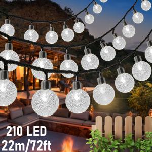 TEMU FACHOI 업그레이드 신형 210 LED 22m/72ft 삼색 선택 가능, 스마트 광센서, 태양광 야외 버블 볼 조명 스트링, 8가지 조명 모드, 광센서 전용, 정원 나무 마당 웨딩 파티 페스티벌 할로윈 크리스마스 장식용