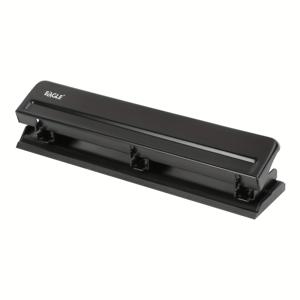 TEMU 사무용 3단 펀치, 12매 용량, 금속 종이 펀치기, 고무 베이스, 간편 세척 트레이, 블랙 & 핑크