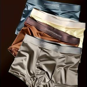 TEMU 4피스 남성 속옷, 가벼운 럭셔리 하이엔드 드로즈, 편안한 스포츠 브리프, 부드럽고 통기성 좋은 남성 드로즈, 부드러운 누드 느낌 드로즈, 여름 남성용 반바지