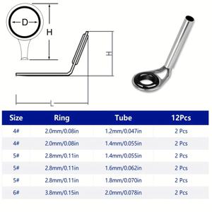 TEMU 낚싯대 팁용 초소형 수리 키트. 섬세한 낚싯대, 암석 낚싯대, 담수 및 해수 플라이 낚싯대 모두에 적합한 센터 링 팁 탑이 특징입니다. 색상: 은색