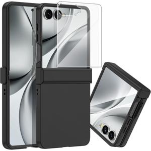 TEMU 휴대폰 케이스 - 삼성 갤럭시 Z Flip 7 케이스, Z Flip 6, Z Flip 5, Z Flip 4, Z Flip 3 호환, 힌지 보호 기능 및 통합 스크린 보호 필름 제공, 슬림하고 충격 방지 기능으로 보호