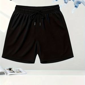 TEMU Zhiyu's OBM 스포츠 캐주얼 피트니스 필수템 단색 반바지 1개, 폴리에스터 섬유, 통기성, 땀 흡수성, 편안한 핏, 부드러움, 자유로움을 즐기세요