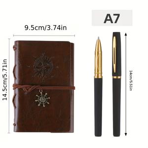 TEMU 해적 테마 나선형 노트 + 블랙 & 골드 젤 펜 2개 포함 | 방수 커버가 있는 어드벤처 플래너 | 빈티지 스타일 & 완벽한 필기 세트 | 당신의 모험을 시작하세요