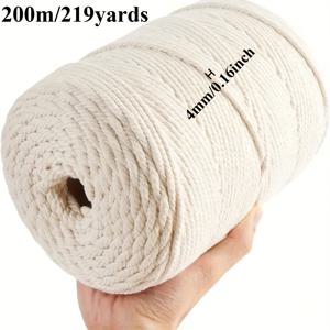 TEMU 3937.01인치/7874.02인치 4mm 두께 고품질 흰색 브레이드 로프, 튼튼하고 강력하며 수제, 장식 브레이딩, 선물 제작, 홈 , 원예 묶음, 크리스마스 및 웨딩 장식, 홈 데코, 장식품에 적합