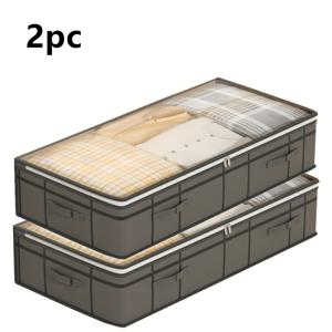 TEMU 2개 세트 침대 밑 수납 가방 - 접이식 패브릭 옷장 정리함, 담요, 이불 보관용 | 공간 절약형 디자인, 다기능 사용, 바닥 공간 필요 없음, 침대 밑 수납 정리함. 다양한 모델 제공, 침대 밑 수납, 현대적 디자인,내구성 있는 소재,아파트 거주자,계절별 장식품